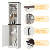 Hlivelood 68" Tall Farmhouse Bathroom Storage Cabinet, 5-Shelf Storage Cabinet with Barn Door&Adjustable Shelves, Linen Tower Cabinet with Storage for Bathroom, Kitchen, Living Room, Rustic White Hlivelood