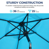 SUNVIVI OUTDOOR 7.5' Outdoor Patio Umbrella, Patio Umbrella, Market Umbrella, Luxury Aluminum Pole Umbrella with Push Button Tilt and Crank, 6 Ribs, Polyester Canopy, Blue SUNVIVI OUTDOOR