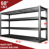 PMKES 67" Wide Garage Shelving Unit, 67" W x 24" D x 68" H, Heavy Duty Garage Storage Shelves,3500 LBS Capacity, Industrial Adjustable Shelves for Basement Warehouse PMKES