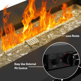 Hykolity 42 Inch Gas Fire Pit Table, 60,000 BTU Propane Pits for Outside with Steel Lid and Waterproof Cover, 2 in 1 Firepit Table Gatherings Parties on Patio Deck Garden Backyard, Black hykolity