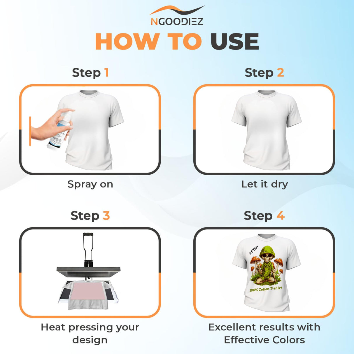 Sublimation Spray - Anti-Fade and Washable - Sublimation Spray Cotton with One-Step Application - Sublimation Spray For All Materials - Sublimation Coating Includes Extra Spray & Detailed Guide -250ml NGOODIEZ