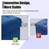 BRIAN & DANY 43 Inches Folding Storage Ottoman Bench, Velvet Ottoman with Storage for Living Room, Long Shoes Bench,Flannelette Footrest Benches Seat (Blue) BRIAN & DANY