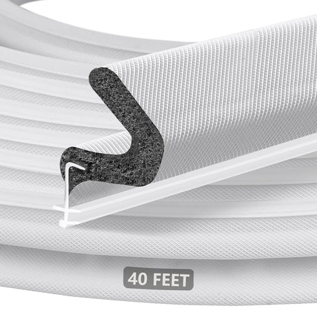 Kerf Weather Stripping Door Seal for Large Gap and Easy Installation (40 Feet, White) Litaibai