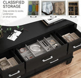 SUNNYFURN Dresser for Bedroom with 7 Drawer Modern Wooden Dresser - 3-Tier Drawer Chest, Entryway, Closet, Living Room, and Hallway Storage - Stylish & Functional Organizer Black SUNNYFURN