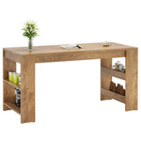 Tribesigns 63-Inch Bar Table, Farmhouse Counter Height Pub Table with Storage Shelves, High Top Bar Unit for Kitchen, Dining Room, Bistro, Natural Tribesigns
