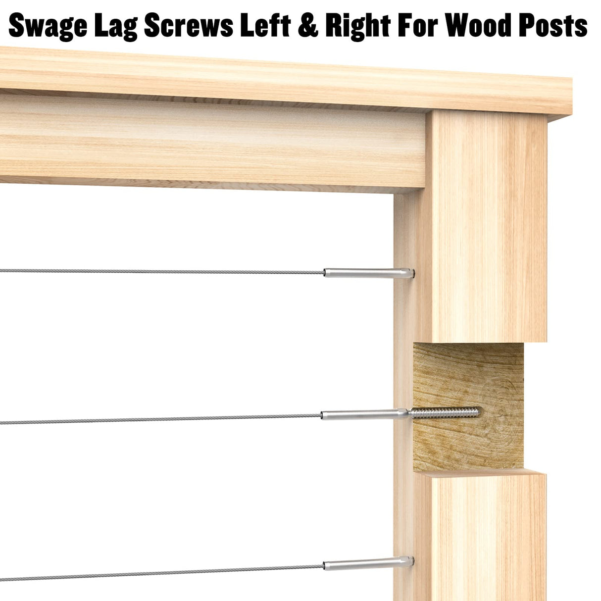 BLIKA 80 Pack T316 Stainless Steel Right&Left Handed Thread Swage Lag Screws for Wood Posts of 1/8" Stair Cable Railing Kit, Cable Railing Hardware with Wrench, DIY Wood Baluster BLIKA