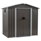 JYQAQA 6x4 FT Outdoor Garden Storage Shed,Waterproof Metal Garden Sheds with Lockable Double Door,Weather Resistant Steel Tool Storage House Shed forPatio,Lawn Gray JY QAQA PET