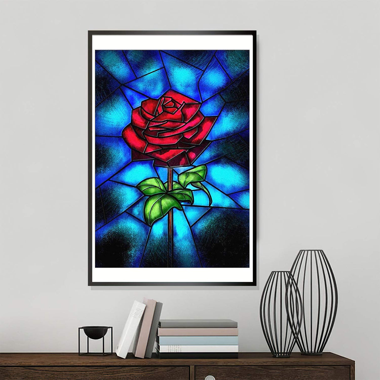 DIY 5D Diamond Painting, Diamond Embroidery Cross Stitch Kit Red Rose Flower 5D Diamond Rhinestone Painting Crystals Cross Stitch Picture Arts Home Decor (Red Rose, 30x40cm/11.8x15.8in) MVVMTOP