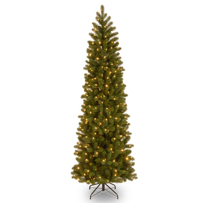 National Tree Company Pre-Lit 'Feel Real' Artificial Slim Downswept Christmas Tree, Green, Douglas Fir, Dual Color LED Lights, Includes PowerConnect and Stand, 6.5 feet