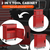 AirWire 5-Drawer Tool Chest, Rolling Tool Storage Cabinet with Detachable Top Tool Box, Enhanced Packaging, Metal Tool Cart for Garage Workshop, Red AirWire
