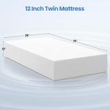 Yaheetech 12 Inch Twin Mattress 3 Foam Layer Cooling Gel Memory Foam Mattresses, Green Tea for Fresher Sleep, Medium Firm, CertiPUR-US Certified, No Fiberglass, Twin Size Mattress in a Box Yaheetech