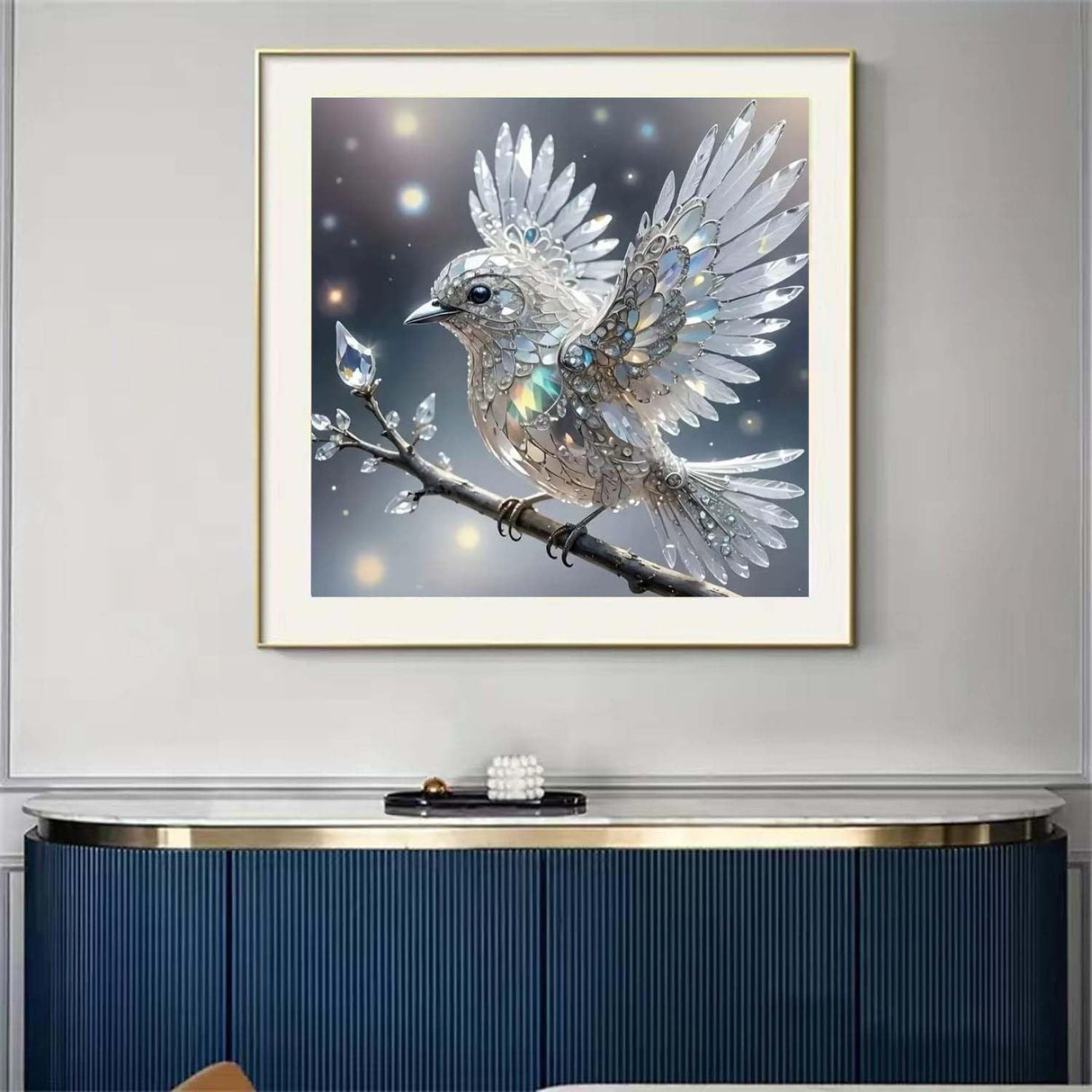 Hummingbird 5D Diamond Painting Kits for Adults,Diamond Art Kits White Bird for Beginners,DIY Full Drill Gem Art Craft Kits for Adults Home Wall Decor 12x12inch SHICERNHJ