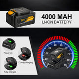 C P CHANTPOWER 20V Cordless Impact Wrench with 1/2” Chuck, Strong Motor Max Torque 450N.m, 4.0Ah Lithium-ion Battery, Variable Speed, 4PCS Sockets, Fast Charger and Tool Bag Included C P CHANTPOWER