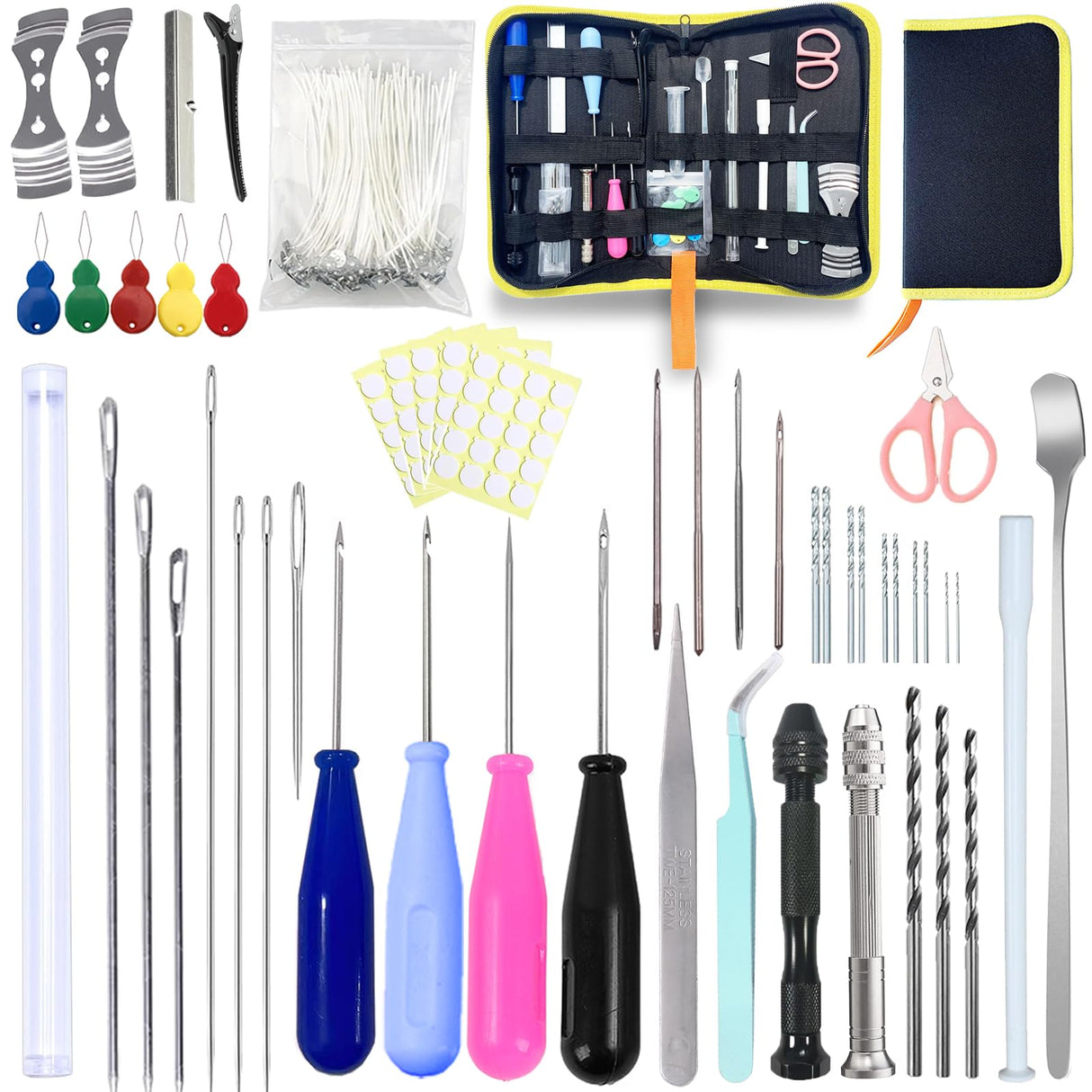 150PCS Candle Making Kits for Adults Beginners Adjustable Candlewick Hole Drill Needle for Candle,Hook Punch Needle Wick for Molds, Candle Tool Inserting Wick,Big Hole Long Needle for Taper molds TYMKLMZG
