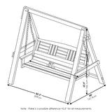 Furinno Tioman Hardwood Patio / Garden / Outdoor Large Porch Swing, 3 Seater with Hanging Frame, Natural Furinno