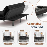 Futon Sofa Bed Convertible Solid Wood Couch Water-Resistant Fabric with 2 Cushions for Living Room Sofa Bed (Light Black) homeokay