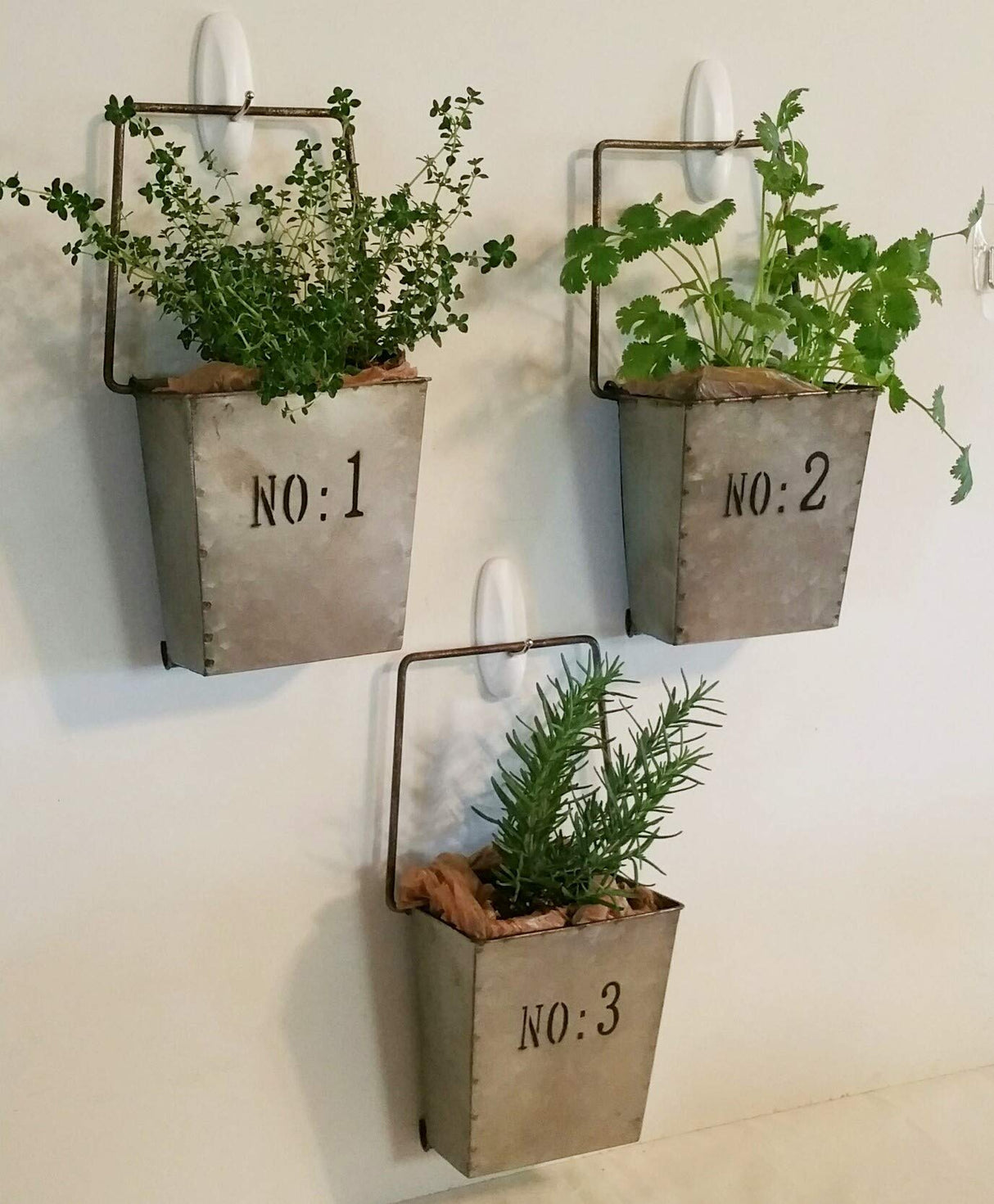 Industrial Farmhouse Set of 3 Hanging Wall Pockets Colonial Tin Works