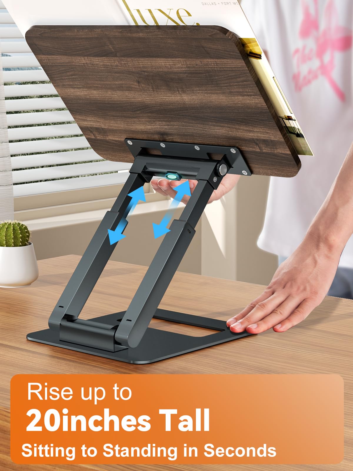 Tounee Book Stand, Telescopic Book Holder Stand, Adjustable Height Pull Out Design Ergonomic Cookbook Stand with Elastic Page Clips Fits All Books (Gray) tounee