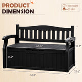 JUMMICO 80 Gallon Resin Outdoor Storage Bench, Large Deck Box with Armrest, Lockable & Waterproof for Garden, Home, Patio, Pools (Black) JUMMICO