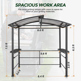 COOS BAY 8x5 Barbeque Grill Gazebo Outdoor BBQ Gazebo Canopy, Steel Frame Double-Tier Polycarbonate Top Canopy with Shelves Serving Tables COOS BAY
