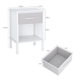YAUKOMEL End Table Set of 2, White Nightstand with Fabric Drawer, Bed Side Table,Side Table, Modern Nightstand for Living Room,Bed Room,Small Space,11.4" x 15.3" x 21.6",White CTG68WB-2 YAUKOMEL
