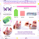 VioraWhite 12 Pcs Halloween Butterfly Diamond Art Kits for Adults Swaying in The Wind Butterfly Diamond Painting Glow in The Dark Iron Stakes Art Crafts for Beginners Garden Home Decoration VioraWhite