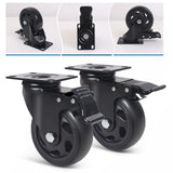4 Inch Swivel Plate Caster Wheels, All Black Heavy Duty Casters Set of 4 with Brake, Polyurethane Locking Caster Wheels for Cart, Workbench, Load 2000lbs Wieyunn
