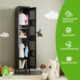 SUPEER 2 Doors Metal Locker with Adjustable Shelves and 6 Hooks,Metal Lockers for Employees for Gym,School,Office,Home,Garage,Assembly Required,Black SUPEER