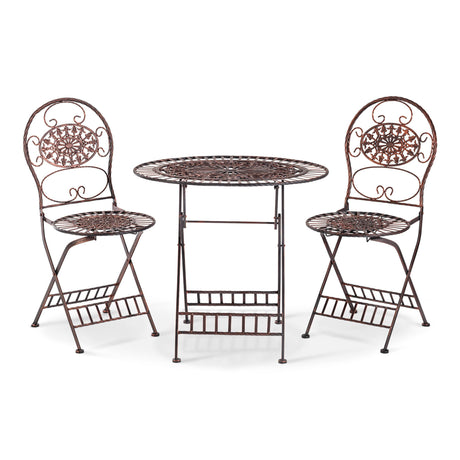 Alpine Corporation Indoor/Outdoor 3-Piece Oval Bistro Set Folding Table and Chairs Patio Seating, Bronze Alpine Corporation