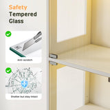 Lamtor Display Cabinet with Glass Doors - 67" Curio Cabinet with RGB LED Lights and Drawer for Collectibles, 4 Tier Glass Display Case for Living Room, Office, White (Narrow) Lamtor