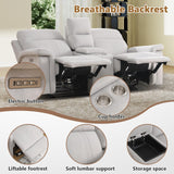 ANJ Beige Power Reclining Loveseat Sofa Couch, Oversized 2-Seater Recliner for Living Room with Overstuffed Armrests, Pet Friendly Small Space Recliner Couch, Full-Body Support Loveseat ANJ