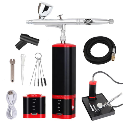 COLOR PEAK Cordless Airbrush kit with air Brush Holder Replaceable 2pcs Batteries Powered Portable handhold mini air Brush Compressor for Barber,Nail,Cake,Miniature,Model,Leather Art