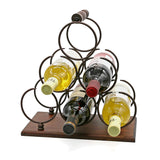 ALLCENER Countertop Wine Rack, Tabletop 6 Bottles Wood Wine Holder, Sturdy Handle, 3-Tier Rustic Classic Design, Simple Assembly, Wood & Metal (Copper) ALLCENER