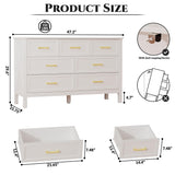 LYNSOM Farmhouse 7 Drawers Dresser for Bedroom, Wood Rustic Wide Chest of Drawers with Deep Drawers, Metal Handle, Storage Dressers Organizer for Entryway, Hallway, White LYNSOM