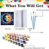 Axquilon Paint by Numbers Kit for Adults Beginner-Sun and Moon Adult Paint by Number Kits on Canvas, Easy Adults' Paint-by-Number Kits Oil Painting Craft Supplies for Gift Home Wall Decor 16x16in Axquilon