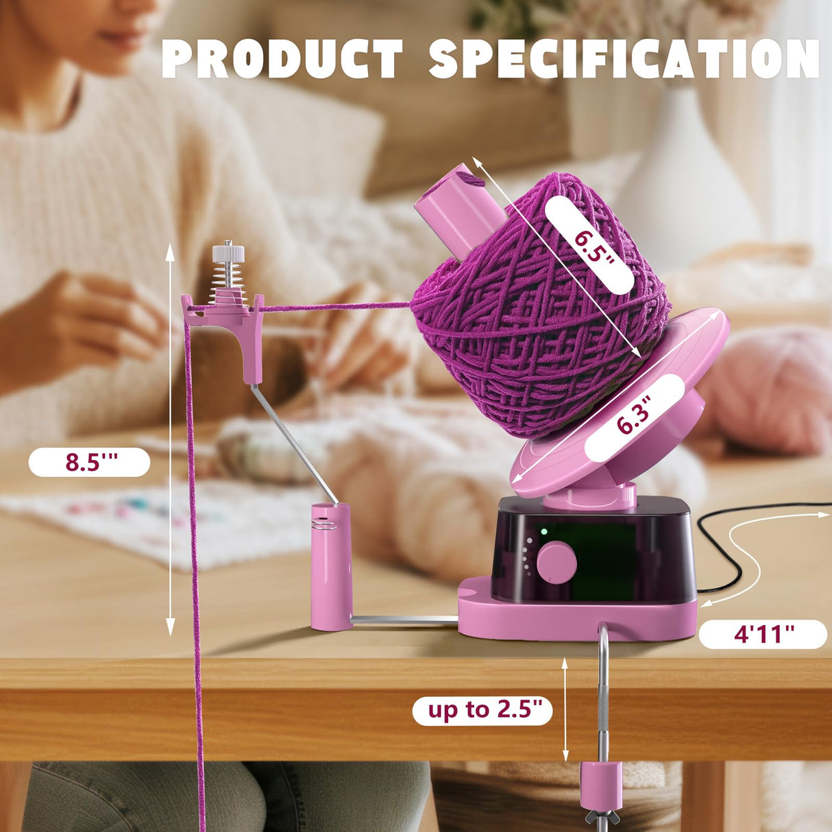 CozyBomB™ Yarn Winder | Electric Yarn Ball Winder, 13 oz Dual Strong Tension Knit Spinner for Crocheting, Automatic Crochet Wheel for Knitting Birthday Gift, Swift Weaving Ball Yarning Cake Roller CozyBomB