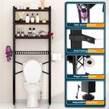 Over The Toilet Storage Cabinet,4 Tier Bathroom Organizers and Storage With Adjustable Shelf Waterproof Feet Pad and Basket ,Multifunctional Space Saver Freestanding Bathroom Shelves With Dividers Mlinavn