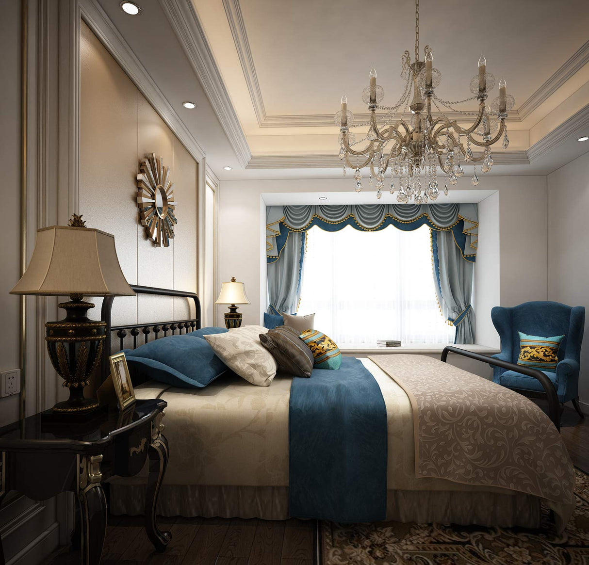 YALAXON Vintage Sturdy Queen Size Metal Bed Frame with Headboard & Footboard - No Box Spring Needed, Black YALAXON