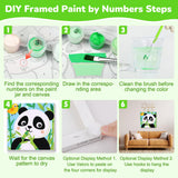 KEYIFA 4 Pack Framed Paint by Numbers Kit for Kids Age 6-12, Easy Animal Paintings for Adult Beginner, Framed Acrylic Canvas Painting for Home Decor Children Gift, 8x8 in (Sloth+Panda+Hedgehog+Frog) KEYIFA