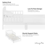 Dream On Me Classic Design Toddler Bed In White, Greenguard Gold And JPMA Certified, Low To Floor Design, Two Side Safety rails, Non-Toxic Finishes, Wooden Nursery Furniture Dream On Me