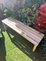 Outdoor Wood Bench Indoor Backless Porch Rustic Square Fir Log Solid Wood Fire Pit Bench for Patio Garden Deck and Backyard, 55" W×15.7" D×17.7" H, Natural Kdgarden