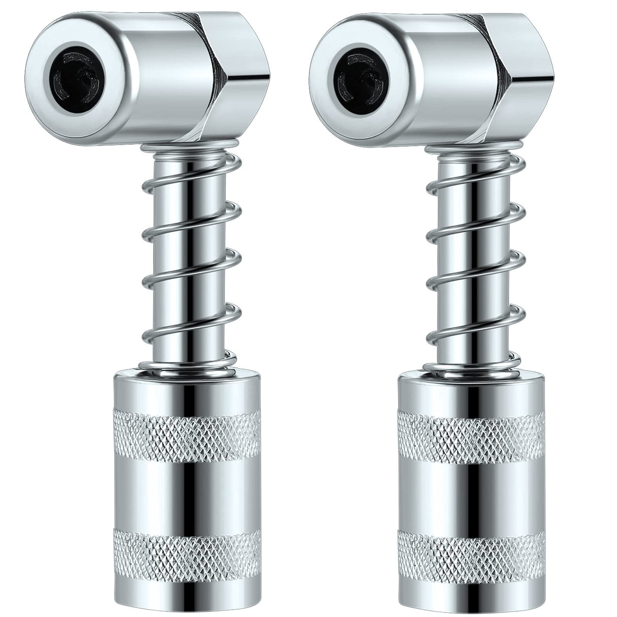 Silver 90 Degree Grease Coupler Gun Adapter 90 Degree Grease Gun Coupler Grease Gun Fittings Grease Gun Tips 3 Jaw Angle Swivel Snap Right Fitting Tool for Farm Truck Auto Industrial Use(2 Pieces) Boao