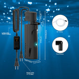 VCRAZE Fish Tank Filter with U - V Light & Timer (3/6/12/24 Hours) for Green Water Cleaning, Aquarium Filter with Aeration Turtle Tank Filter with Pre-Filter Sponge for Tanks 70-100 Gallon VCRAZE
