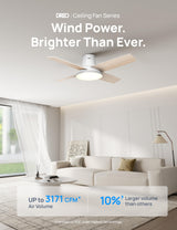Dreo Ceiling Fans with Lights and Remote Control, 44 inch Low Profile Ceiling Fan, Flush Mount, Reversible, 5 CCT, 6-Level Dimmable, 6 Speeds Ceiling Fan for Bedroom, Quiet, Easy to Install, Timer Dreo
