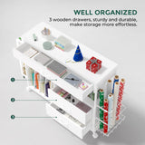 Craft Organization and Storage cart,Gift wrap Organizer Storage,Wrapping Paper cart,Wrapping Station (3 Wooden Drawers) Anrigeail