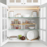 NEX Bamboo Kitchen Cabinet and Counter Shelf Organizer, Stackable & Expandable, White and Natural NEX