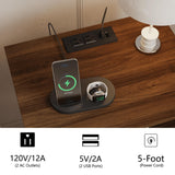 JOONEE Rattan Nightstand with Charging Station,Farmhouse Bedside Table with 2 Storage Drawer and Open Wood Shelf, for Bedroom and Small Spaces,Night Stand with Solid Wood Legs (Walnut Brown-Outlet) JOONEE