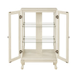 Awatiglou 2 Doors Curio Cabinet with Tempered Glass Doors, Curio Cabinets with Mirrored Back Panel and Adjustable Shelves, Lighted Display Cabinet for Home, Office Light Bulb Included White (White) Awatiglou