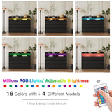 GOSROMS Dresser for Bedroom, Black Bedroom Dresser with LED Lights and Power Strip, 6 Long Drawers Dresser, Tall Wide Chest of Drawers Storage Organizer for Bedroom, Living Room, Entryway GOSROMS