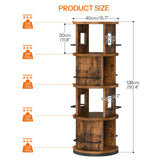 HOOBRO Rotating Bookshelf, 360° Spinning Bookshelf for Small Spaces, 4-Tier Floor Standing Bookcase Storage Rack, Wooden Corner Bookcase for Living Room, Study, Office, Rustic Brown and Black FG54SJ01 HOOBRO